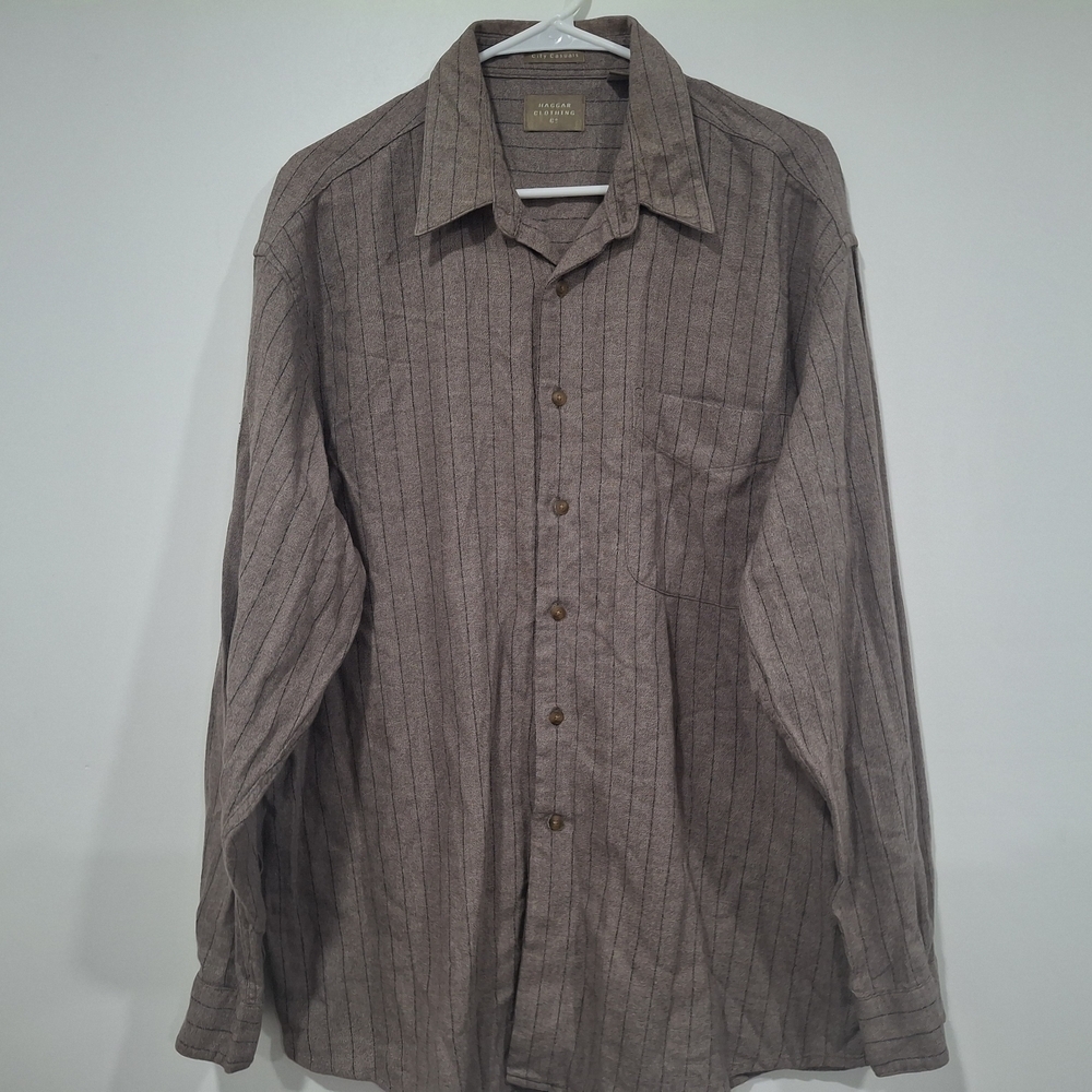Brown Striped Button-Up Shirt